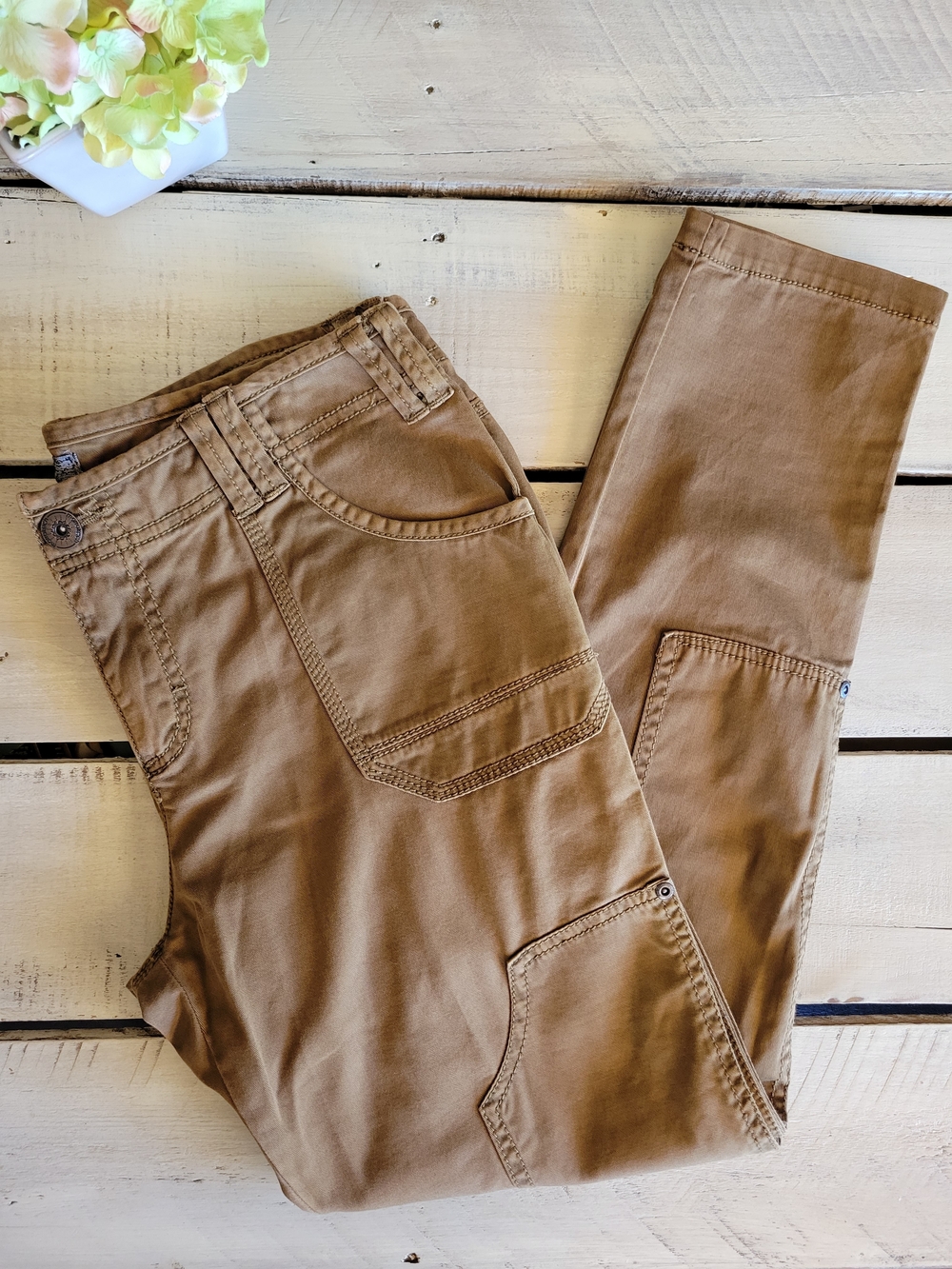 Anthropologie Marrakech Womens Casual Canvus Utility Trousers in Brown Sz 30